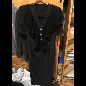 Mariella Burani Black Silk Long Dress